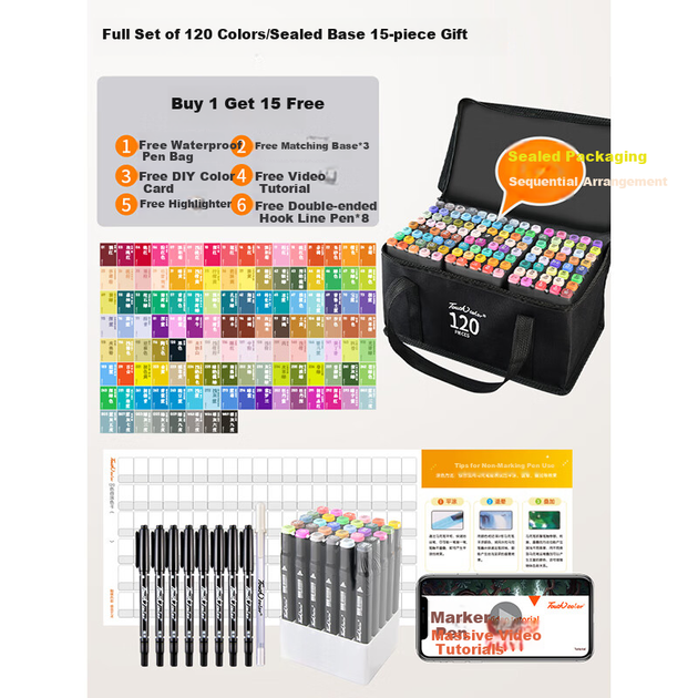 Маркеры Touchcolor спиртовые двусторонние, 120 цветов, для скетчинга и рисования - изображение 5
