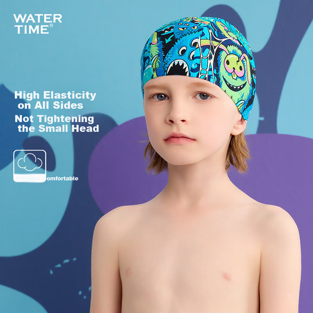 WATERTIME / Детская плавательная шапочка Shuichuan, не сдавливающая, для мальчиков и девочек, с защитой ушей, большой размер, новый стиль, тканевая шапочка для плавания, розовый дизайн «Дом монстров». - Фото 8 WATERTIME / Детская плавательная шапочка Shuichuan, не сдавливающая, для мальчиков и девочек, с защитой ушей, большой размер, новый стиль, тканевая шапочка для плавания, розовый дизайн «Дом монстров». - изображение 8