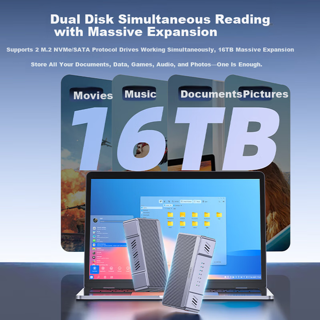 Корпус для SSD M.2 NVMe на два отсека, внешний, поддержка RAID и клонирования, для Mac, S1247A - изображение 7
