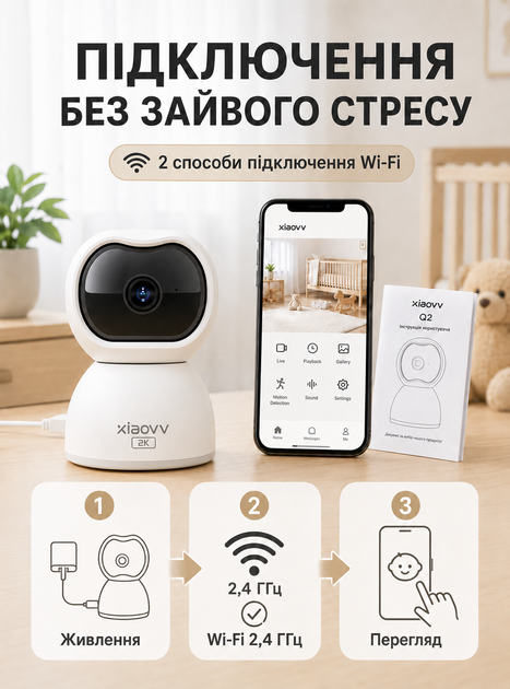 Видеоняня радионяня детская камера цифровая видеонаблюдение радио няня ночного видения двухсторонней связью IP-камера 2K поворот 355° OnePro 74158 - Фото 6 Видеоняня радионяня детская камера цифровая видеонаблюдение радио няня ночного видения двухсторонней связью IP-камера 2K поворот 355° OnePro 74158 - изображение 6