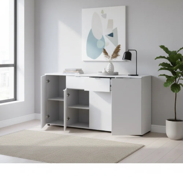 Комод Doros Рон 7 Білий 4 фасади 2 шухляди 160х38х81 (44900222) - Фото 1 Комод Doros Рон 7 Білий 4 фасади 2 шухляди 160х38х81 (44900222) - зображення 1