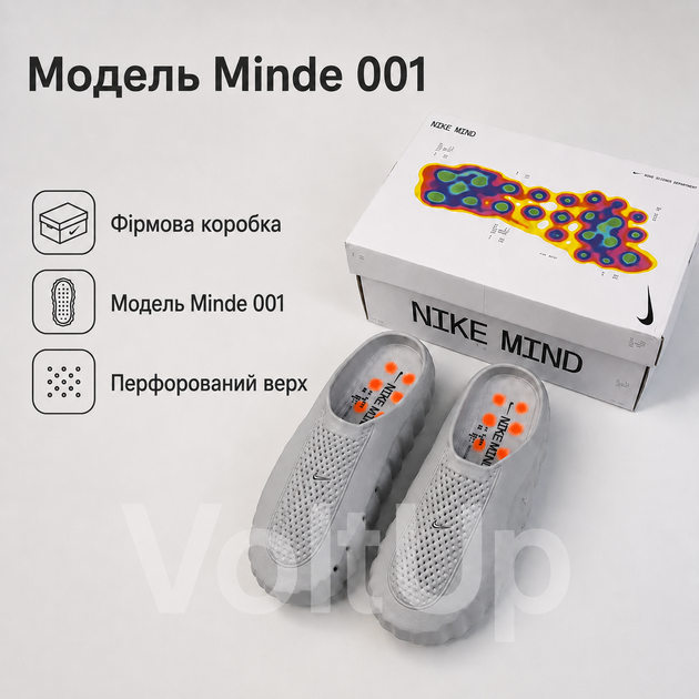 Сабо Nike Mind 001 M7/W8 серые — 39 размер (25 см), удобные шлепанцы-клоги с массажной стелькой и рельефной подошвой - Фото 3 Сабо Nike Mind 001 M7/W8 серые — 39 размер (25 см), удобные шлепанцы-клоги с массажной стелькой и рельефной подошвой - изображение 3