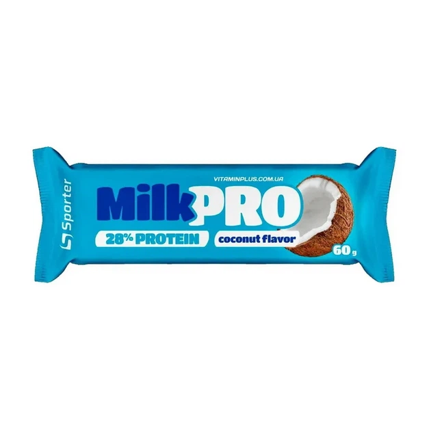 Протеиновый батончик Sporter Milk Pro 28% кокосовый 60 г - Фото 1 Протеиновый батончик Sporter Milk Pro 28% кокосовый 60 г - изображение 1