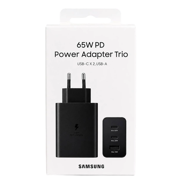 Мережевий зарядний пристрій для Samsung 65W Trio (EP-T6530) Black - Фото 5 Мережевий зарядний пристрій для Samsung 65W Trio (EP-T6530) Black - зображення 5