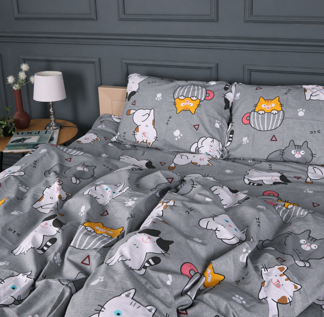 Комплект постільної білизни Бязь 17-0665 Cream Kittens Полуторний - зображення 4