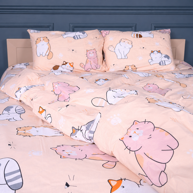Комплект постільної білизни Бязь 17-0665 Cream Kittens Полуторний - зображення 8