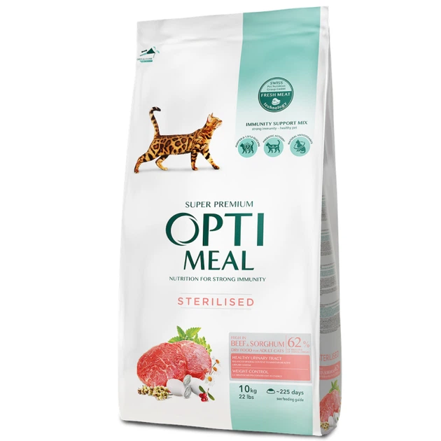 Optimeal Adult Cat Sterilised Beef & Sorghum - сухий корм з яловичиною та сорго для стерилізованих котів 10 кг - Фото 1 Optimeal Adult Cat Sterilised Beef & Sorghum - сухий корм з яловичиною та сорго для стерилізованих котів 10 кг - изображение 1