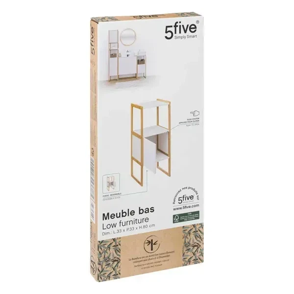 Шкафчик-стеллаж для ванной 5five Simply Smart с дверцей, 33×80 см, черная / натуральная - изображение 5