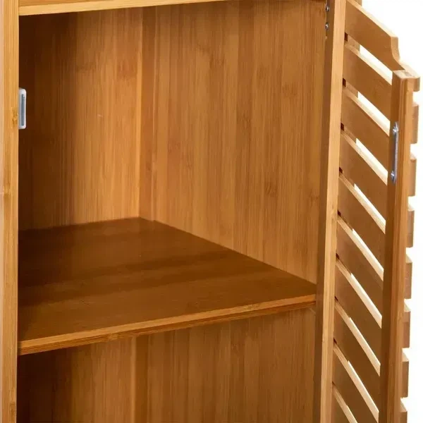 Вузька шафка-пенал 5five Simply Smart із відкритою нішею та жалюзійними дверцятами, МДФ, 28×33 см, натуральна - зображення 4