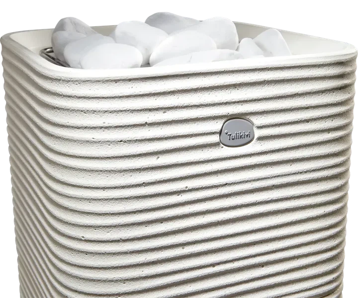 Напольная электрокаменка Tulikivi Huurre White 6.8 кВт из композитного камня объем парилки 5-9 м.куб вес камней 60 кг - изображение 2