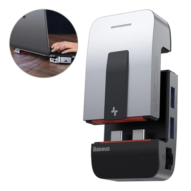USB-хаб Baseus Multifunctional Armor Age Bracket USB-C - HDMI/3хUSB-A/3хUSB-C/Ethernet/3.5 mm Jack (CAHUB-AJ0G) - Фото 1 USB-хаб Baseus Multifunctional Armor Age Bracket USB-C - HDMI/3хUSB-A/3хUSB-C/Ethernet/3.5 mm Jack (CAHUB-AJ0G) - изображение 1