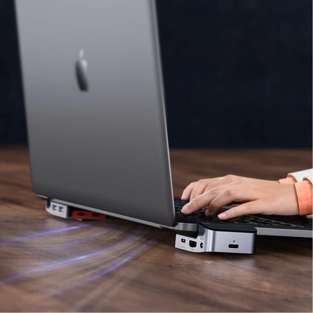 USB-хаб Baseus Multifunctional Armor Age Bracket USB-C - HDMI/3хUSB-A/3хUSB-C/Ethernet/3.5 mm Jack (CAHUB-AJ0G) - Фото 9 USB-хаб Baseus Multifunctional Armor Age Bracket USB-C - HDMI/3хUSB-A/3хUSB-C/Ethernet/3.5 mm Jack (CAHUB-AJ0G) - изображение 9