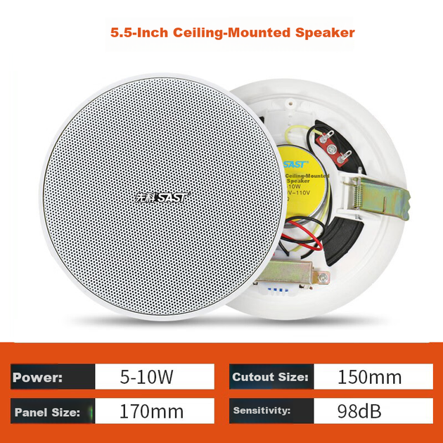 Комплект потолочных колонок SAST ST-603 с Bluetooth-усилителем 100 Вт для фоновой музыки - Фото 4 Комплект потолочных колонок SAST ST-603 с Bluetooth-усилителем 100 Вт для фоновой музыки - изображение 4