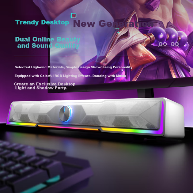 Колонки PHILIPS SPA4100 Bluetooth компьютерные с RGB-подсветкой, белые - изображение 4
