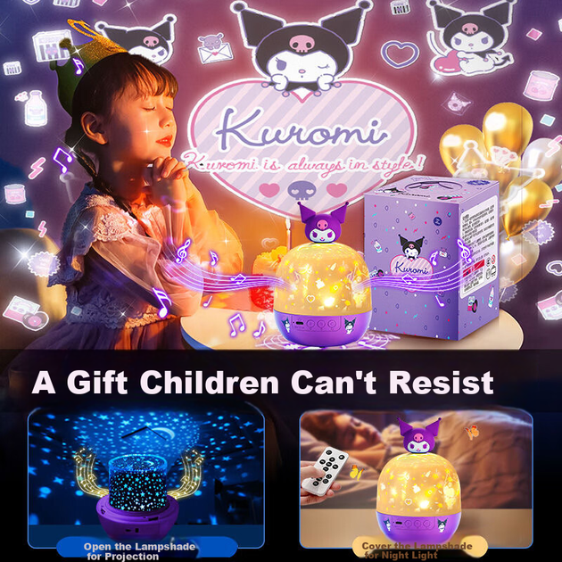 Дитяча іграшка-проектор KUROMI Sanrio з нічником, для рольових ігор, з живленням від мережі, для дівчаток - зображення 4