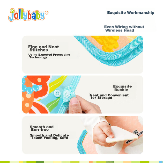 Тканевая книжка-грызунок Jollybaby, устойчивая к разрывам, на липучке, для малышей, «Сокровища океана» - изображение 11