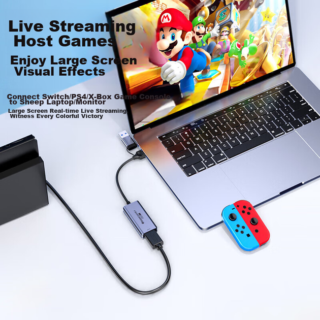 Карта видеозахвата BIAZE HDMI вход 4K, выход 2K, USB 3.0 и Type-C, для Switch и PS5 - изображение 7