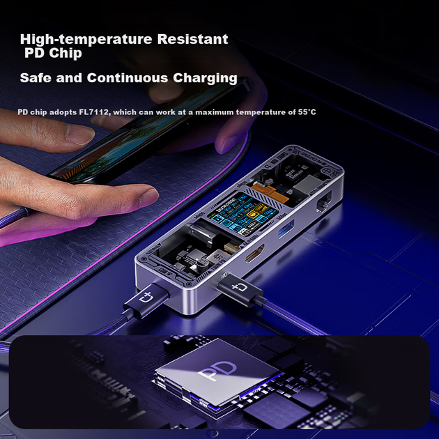 Док-станція DOCKCASE USB-C на 6 портів з HDMI 4K 60 Гц та гігабітним Ethernet - зображення 9