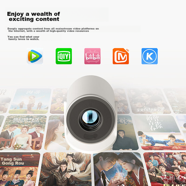 Проектор Rigal B2Pro для дома, умный проектор для спальни, для проекции на телевизор (автоматическая фокусировка Tof, автоматическая коррекция трапецеидальных искажений, домашний кинотеатр). - изображение 8
