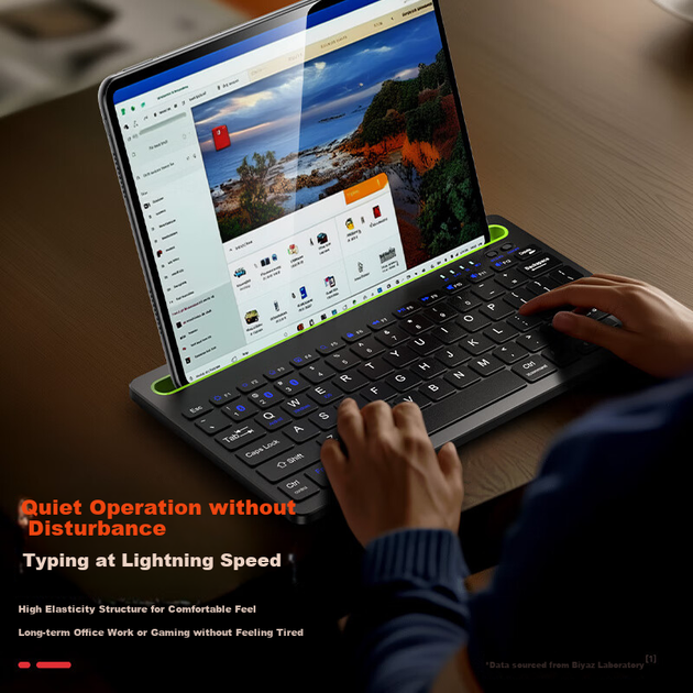 Клавіатура BIAZE PB554 бездротова Bluetooth для iPad, Huawei, Xiaomi та Lenovo, зелена - Фото 4 Клавіатура BIAZE PB554 бездротова Bluetooth для iPad, Huawei, Xiaomi та Lenovo, зелена - зображення 4