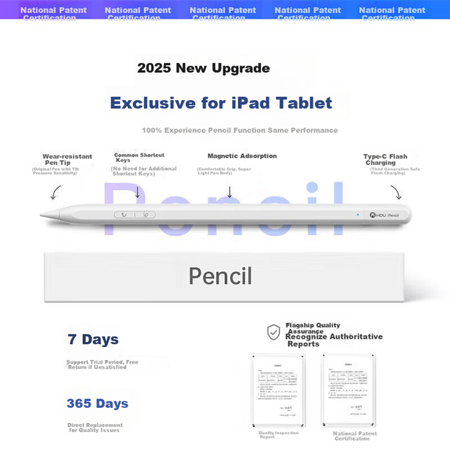 Стилус ємнісний Houhou аналог Apple Pencil Pro 3-го покоління для iPad Pro, Air 8, iPad 11 2026 - зображення 8