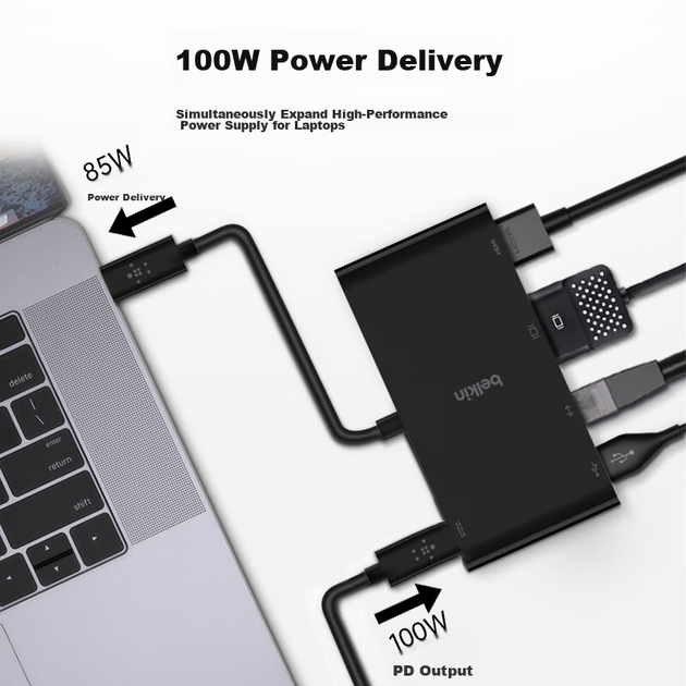Док-станция BELKIN Type-C с HDMI, VGA, USB и Ethernet для iPad и ноутбука - изображение 7