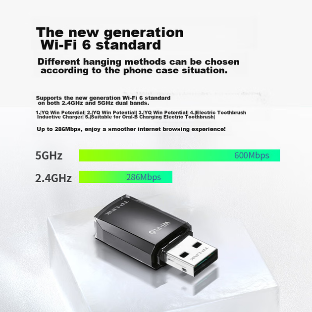 Бездротовий мережевий адаптер TP-LINK WiFi6 Smart Plug-and-USB AX900 для настільних та портативних комп'ютерів, WiFi приймач TL-XDN7000, версія з вилкою та USB - Фото 5 Бездротовий мережевий адаптер TP-LINK WiFi6 Smart Plug-and-USB AX900 для настільних та портативних комп'ютерів, WiFi приймач TL-XDN7000, версія з вилкою та USB - зображення 5