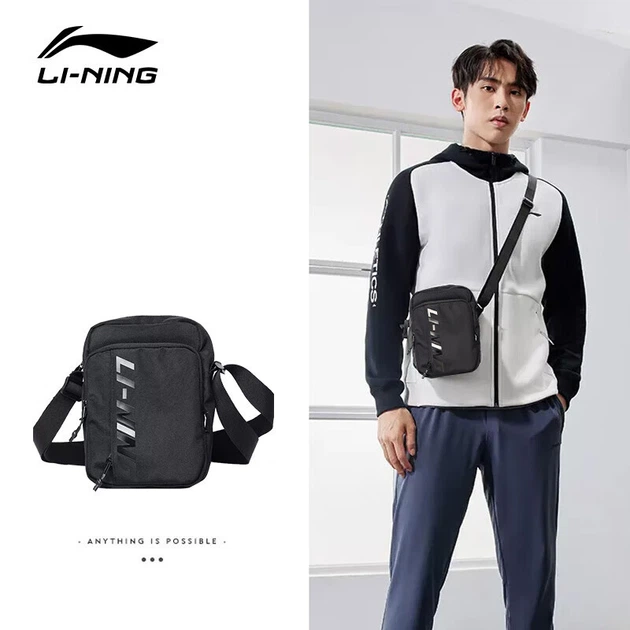 Поясная сумка Li-Ning, спортивная, через плечо, для велоспорта, бега и фитнеса, для телефона, вместительная, нагрудная, черная - изображение 5