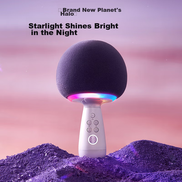 Беспроводная Bluetooth-колонка-микрофон для караоке Changba G2504B Planet Microphone, встроенная звуковая карта, цвет розовый Luo Shen - изображение 6