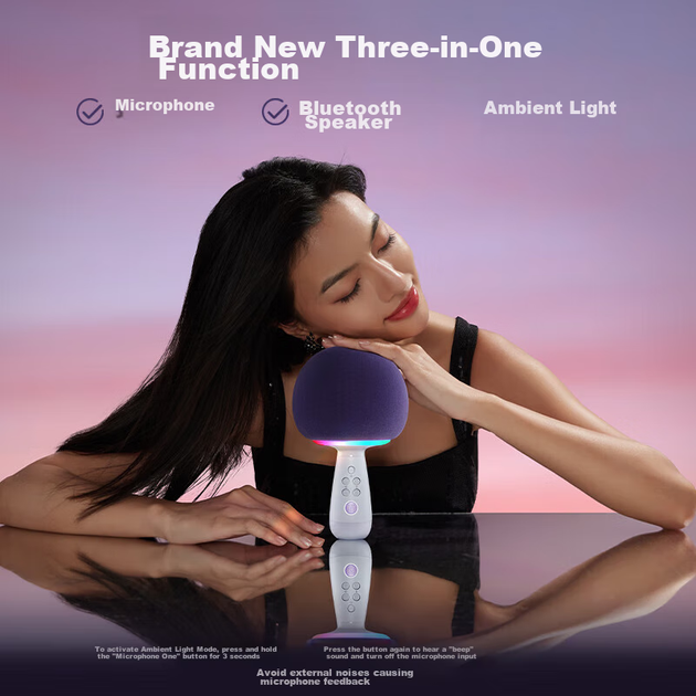 Беспроводная Bluetooth-колонка-микрофон для караоке Changba G2504B Planet Microphone, встроенная звуковая карта, цвет розовый Luo Shen - изображение 11