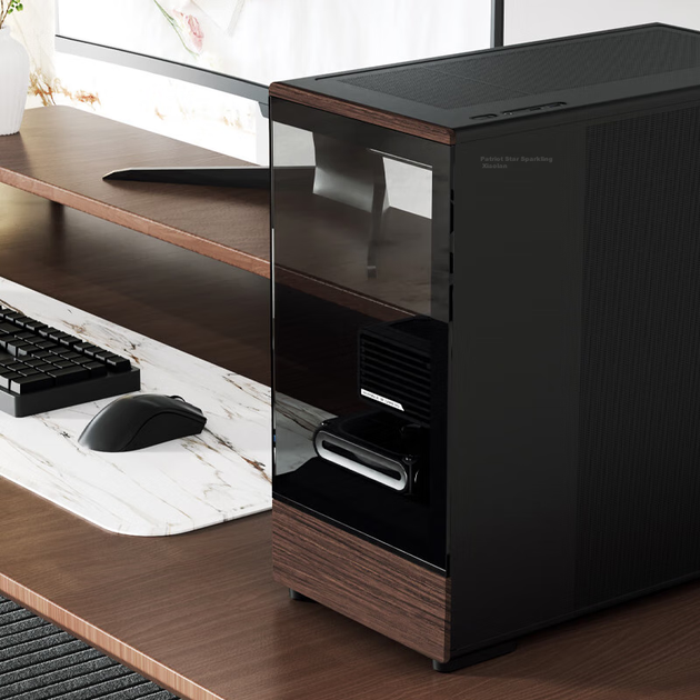 Корпус для настільного комп'ютера Aigo Starry Sky Lan, версія з візерунком Small Lan, чорний, з вертикальним потоком повітря, материнська плата M-ATX, водяне охолодження 240 мм, панорамний огляд 270°, відеокарта 5090 - изображение 7