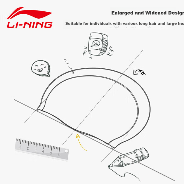 Шапочка для плавания Li-Ning LSMP016 силиконовая для длинных волос с цветочным узором, розовая - изображение 9