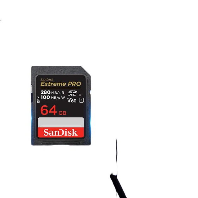 Карта пам'яті SanDisk SD 64 ГБ V60 U3 C10, читання 280 МБ/с, запис 100 МБ/с - Фото 1 Карта пам'яті SanDisk SD 64 ГБ V60 U3 C10, читання 280 МБ/с, запис 100 МБ/с - зображення 1