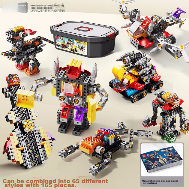 FEELO — игрушка, совместимая с конструктором LEGO, подарок на день рождения для мальчиков и девочек, образовательная инженерная машина 1628-1 «Ведро». - изображение 7