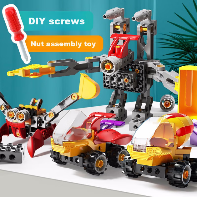 FEELO — игрушка, совместимая с конструктором LEGO, подарок на день рождения для мальчиков и девочек, образовательная инженерная машина 1628-1 «Ведро». - изображение 11