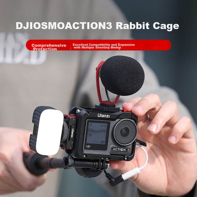 Екшн-камера Ulanzi DJI OSMO Action 3/4 з металевою кліткою, ударостійка, теплорозсіювання, високоякісний мотоциклетний рекордер із захистом від тряски, захисний чохол для фотозйомки - зображення 6