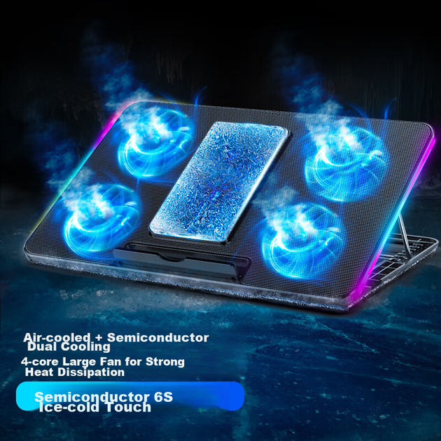 Подставка SUOHUANG для ноутбука охлаждающая с двумя вентиляторами и RGB-подсветкой - изображение 4