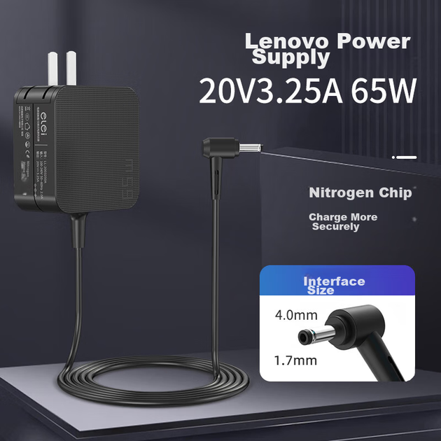 Сумісний із зарядним пристроєм Elei для ноутбуків Lenovo Xiaoxin Air 12/13, YOGA 510/YOGA 710/Xiaoxin 510S, адаптером живлення 20 В 3,25 А 65 Вт - зображення 4