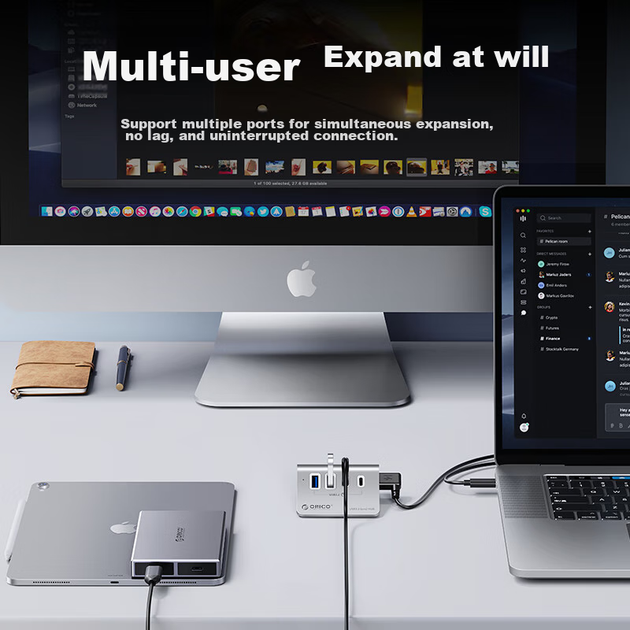 Розширювальний док-станційний концентратор ORICO USB3.2 Gen2, адаптер Type-C, конвертер для настільного комп'ютера та ноутбука 10 Гбіт/с, адаптер-хаб, високошвидкісний подовжувач M3CU2-G2 - зображення 7