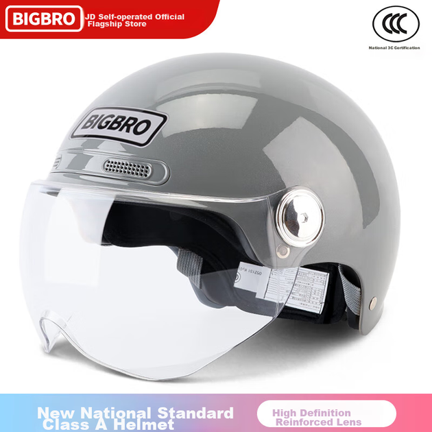 Шлем BIGBRO K15 Quantum Gray для мотоцикла и электровелосипеда, стандарт 3C, летний полушлем - изображение 4