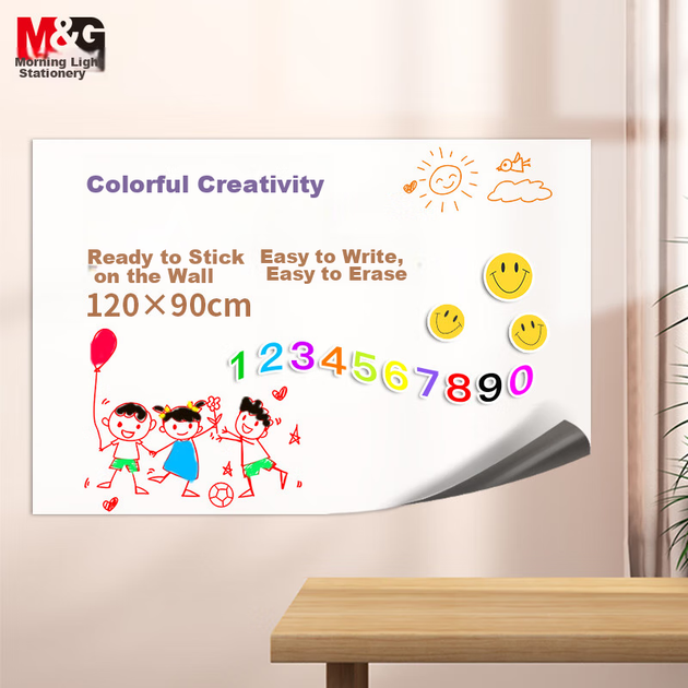 Мягкая маркерная доска M&G 120x90 см, самоклеящаяся, для домашнего обучения, стираемая настенная наклейка, с рисунками, модель ADB983R9 - Фото 4 Мягкая маркерная доска M&G 120x90 см, самоклеящаяся, для домашнего обучения, стираемая настенная наклейка, с рисунками, модель ADB983R9 - изображение 4