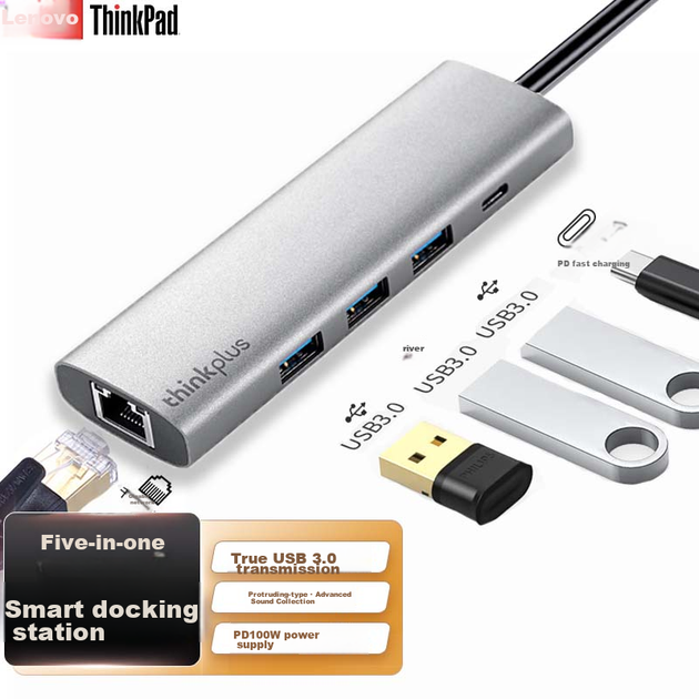 Док-станція Lenovo ThinkPad Type-C, USB 3.0 концентратор, порт Gigabit Ethernet RJ45, адаптер живлення PD, сумісна з комп'ютерами Apple, модель LC05-R - Фото 12 Док-станція Lenovo ThinkPad Type-C, USB 3.0 концентратор, порт Gigabit Ethernet RJ45, адаптер живлення PD, сумісна з комп'ютерами Apple, модель LC05-R - зображення 12