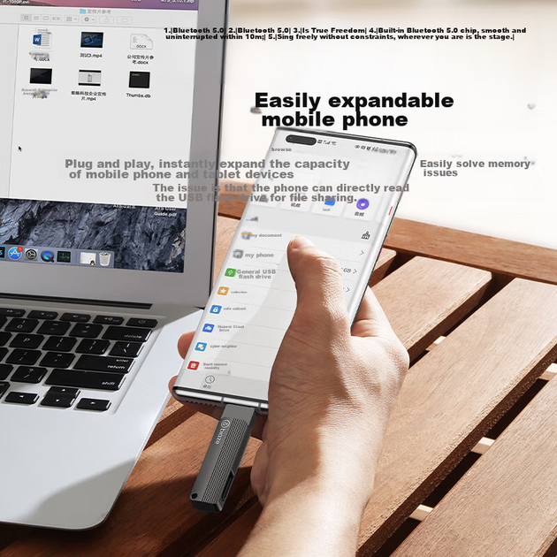 Флеш-накопитель BIAZE 128 ГБ Type-C USB 3.2, серый, скорость чтения 150 МБ/с, двойной интерфейс для телефона и компьютера, офисный USB-накопитель для бизнеса, UP-05 - зображення 7