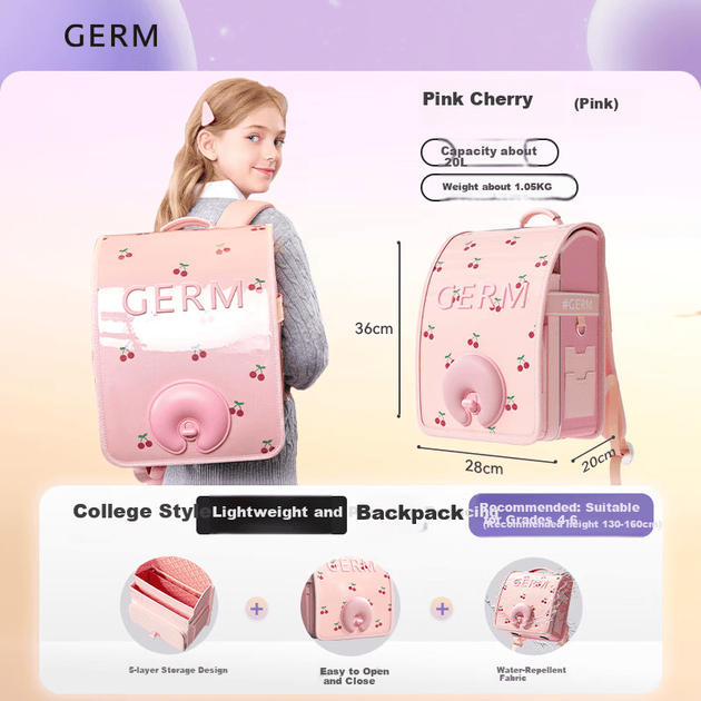 Рюкзак Germ школьный сверхлегкий с защитой спины, розовый - изображение 3