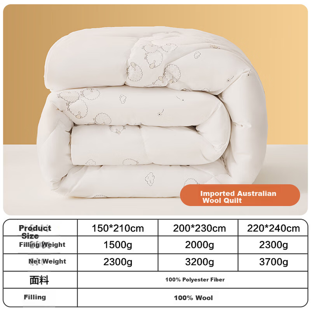 Зимова ковдра BEYOND Home Textiles, антибактеріальна, клас А, 100% імпортована вовна, австралійського походження, серцевина приблизно 6,4 дюйма, 200*230 см - зображення 4