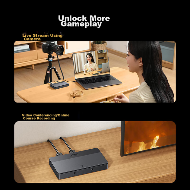 Карта видеозахвата UGREEN HDMI 2K для камер, Switch/PS5 и планшетов, USB - изображение 9