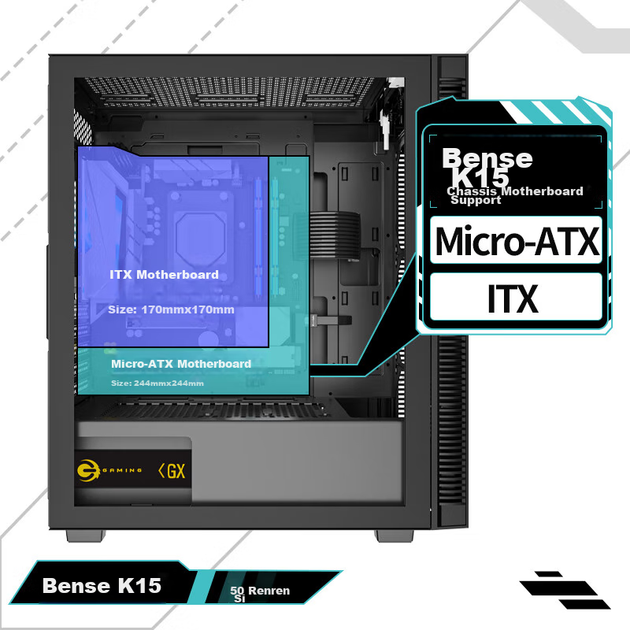 Корпус Great Wall K15 Tianxuan mATX зі скляною панеллю під водяне охолодження 240 мм - зображення 7