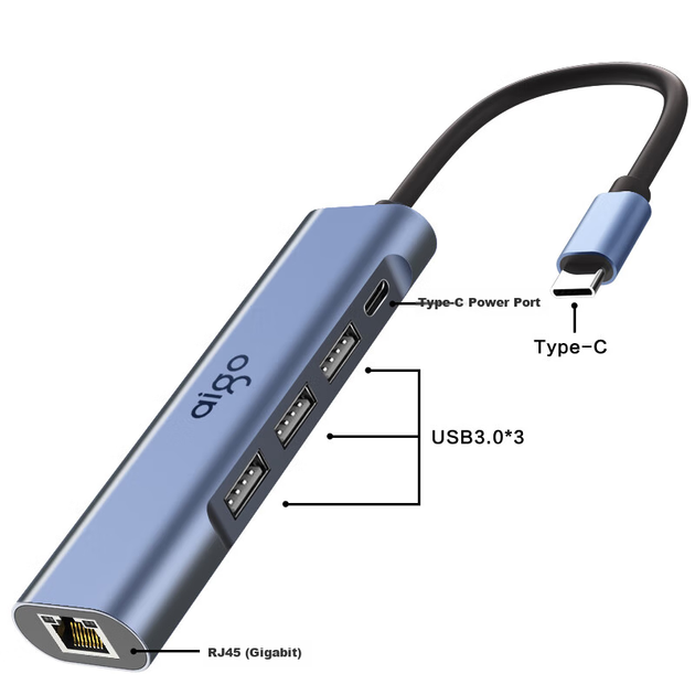 Адаптер Aigo R03C Type-C - RJ45 гигабитный в металлическом корпусе - изображение 8