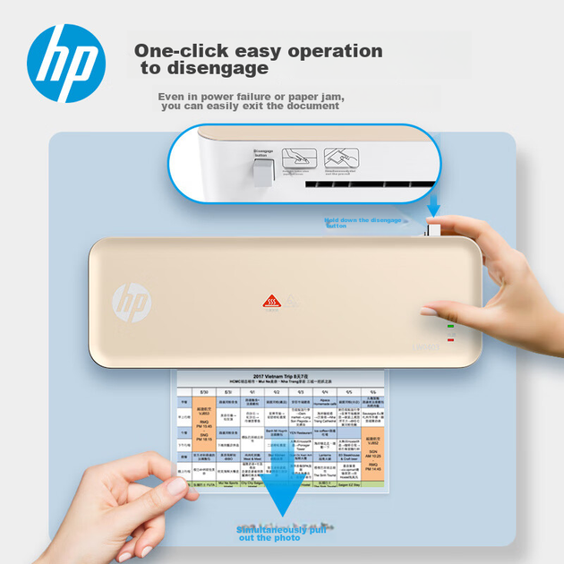 Удобный ламинатор HP A4 Smart, устройство для ламинирования фотографий и документов, простой и стильный ламинатор, компактный ламинатор для дома и офиса LW0403, цвет «Молочный чай» (розовый). - изображение 8