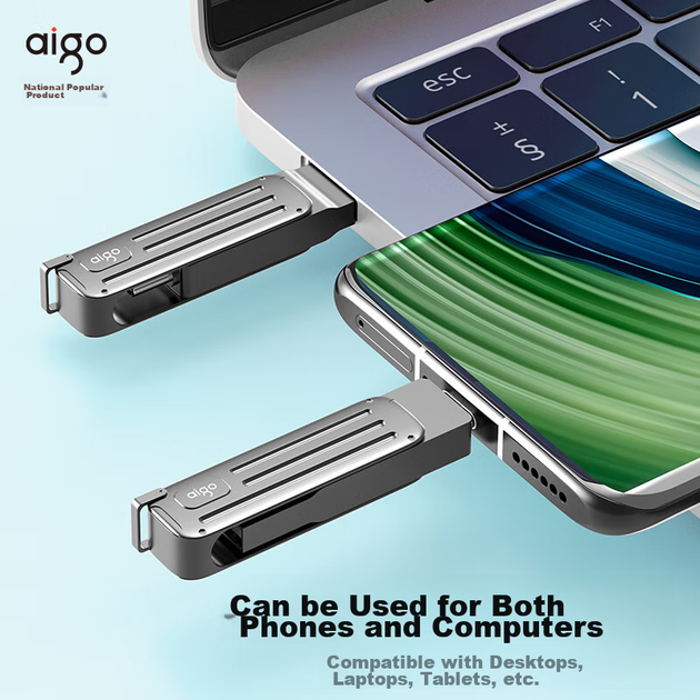 Флеш-накопичувач Aigo 256 ГБ типу C USB 3.2 високошвидкісний, W381 швидкість читання 220 МБ/с, сумісний з телефонами та комп'ютерами, офісний USB-накопичувач для бізнесу, портативний флеш-накопичувач для подорожей - зображення 8